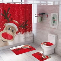 Božićna mat za kupatilo Dekor za kupatilo Santa Claus Snowman Božićna drvska kupatilo zastava Kupatilo