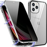 Anti Peep Magnetic iPhone Pro Ma [srebrna] Dvostrana privatnost Zaštita od stakla za staklenu zaštitu