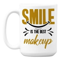 Osmjeh je najbolji šminka citira bijela keramička kafa i čaj