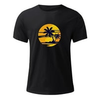Ljetna košulja za muškarce veliki i visoki kratki rukav okrugli vrat 3D Sunset Palm Tree Ispis bluza