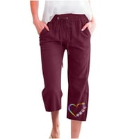Posteljine Hlače Žene Ljetne modne Ležerne prilike Elastične labave hlače Ravne pantalone sa džepom