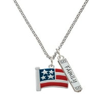 Delight nakit Silvertone Velika SAD Patriotska zastava Silvertone Obiteljski bar šarm ogrlica, 23