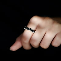 Oblik srca Crni Spinel Puni vječni prsten - AAA Kvalitet - August Rođendan, 14k bijelo zlato, SAD 5,00