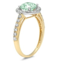 2.37ct okrugli rez zeleni simulirani dijamant 18k bijelo žuto zlato Angažovanje halo prstena veličine