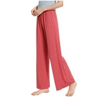 HHEI_K Ženski ljetni visoki struk Drapeod razine hlače za noge ravno hlače ležerne hlače pantalone Palazzo