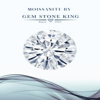 Gem Stone King 10k bijelo zlato 2-kamena ženska angažman prsten okrugli crveni rubin i bijeli moissinite