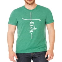 Muška poprečna vjera zelena tri mješavaju majicu C Veliki zeleni