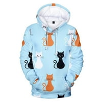 Prikladna dječja kapuljača New Print Slatke mačke Pulover za muškarce Žene Unise Dukseri Casual Style