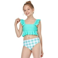 Dječji kupaći kostimi za djevojčice ruffles plairano dvije kupaće kostime od plaže Bikini set djevojke
