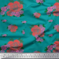 Soimoi Zelena pamučna proizvodna tkanina od listova i ruža cvjetna tiskana tkanina od dvorišta široko
