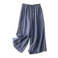 Ženske hlače elastične struke sa džepom ljetne modne hlače za dame casual labave hlače pamučne posteljine
