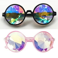 Modni mozaički okrugli kaleidoskope naočale Rainbow Festival Diffrakcijske naočare Cosplay crna ružičasta