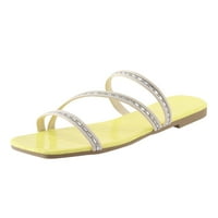 DMQupv ženske papuče gumeni potplat novi uzorak rhinestone trend ravnih dna plaže sandale Kitty papuče