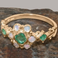 Britanci napravio je 10k Rose Gold Real Emerald i Opal Womens Promise Ring - Veličina Opcije - Veličina
