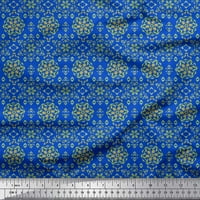 Soimoi plava teška satenska tkanina umjetnička cvjetna otisnuta zanatska tkanina od dvorišta široka