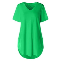 Podplug ženska modna casual bluza plus veličina čvrsta majica V-izrez kratki rukav vrh