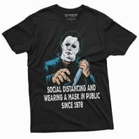 Društvena distancirana i nošenje maske Funny Halloween Horror majica Michael Myers Mens Tee