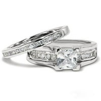 Njezina i njegova nehrđajuća čelika princeza vjenčani prsten i titanijum vjenčani vezni ženske veličine