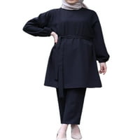 Eleluny Women Muslimanske dugih rukava majice + pantalone Postavite casual odijelo odijelo ružičaste