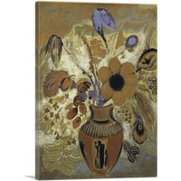 Etrurska vaza sa cvijećem Canvas Art Print od Odilon Redon - Veličina: 26 18