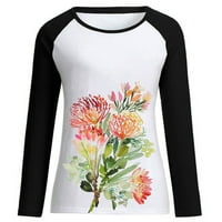 Ženske zimske ležerne majice Dugi rukav Tunic TOPS Spring Fall Patchwork Print Okrugli vrat Tee The