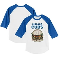 Toddler Tiny Turpap White Royal Chicago Cubs Burger 3 4-rukavska majica Raglan