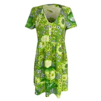 Hanas haljine Ženska modna labava V-izrez Tipke Ležerne haljine MINT Green XXXXXL