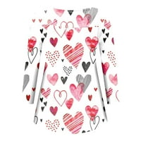 Valentinovo košulje za žene Ženska trendi tiskana labava majica dugih rukava bluza okrugli vrat casual