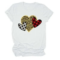 Honeeladyy Summer Prodaja Valentinovo za žene za žene Classic Leopard Plaid Heart grafički bluza Huristi