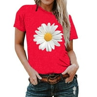 Ženske majice Poklon za majku plus veličine Žene kratkih rukava cvjetni ispisani suncokret o-vrat vrhovi