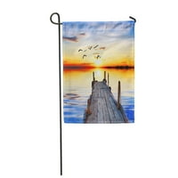Leteće jezero boja i ptica Otok River Sunset Garden Zastava Dekorativna zastava Kuća baner
