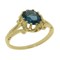 Britanci napravio 14k žuto zlato originalni prirodni London Blue Topaz ženski prsten za angažman - Veličine