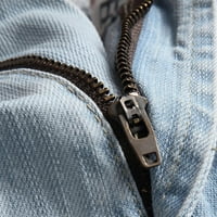 Muške traper kratke hlače opušteno fit modni prugasto dugme zatvarač mikro elastični pojas pet tačaka