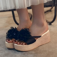 Modne dame sandale i papuče proljeće i ljetno cvijeće platforma tkanina debela donja nagib potpetice