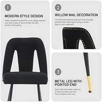 Velvet Moderne blagovaonice Set od 2, tapacirane bočne stolice sa metalnim nogama, nogama za noge, moderne