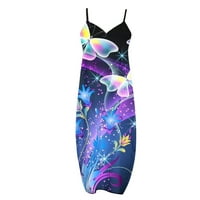 Ljetne haljine za prodaju za žene plus veličine bez rukava bez rukava cvjetni uzorak V-izrez Mini Slim