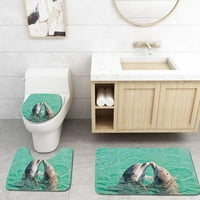 Dva delfina ljubljenja kupaonica rug set za kupac Contour mat i toaletni poklopac poklopca