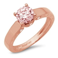 1.06ct okrugli rez ružičasti simulirani dijamant 18k 18K ruža Gold Gold Angažman prsten veličine 8.25