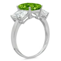 CT sjajan smaragdni rez Clear Simulirani dijamant 18k bijelo zlato Tromjenski prsten s 7,5
