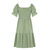 Jsaierl Ljetne haljine za žene Print Maxi Haljina kratki rukav linijski haljina Crew vrat Elegantna