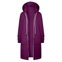 Dugi kaput za žene Čvrsta boja jakne za zgušnjavanje runa zimski povremeni patentni patentni patentni