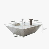 Moderni bubanj stolić za kavu, trapez za kavu od bijelog mramora, potpuno sastavljen, 39.37