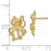 Čvrsti 14K žuti zlatni 2-D i octopus post minđuše