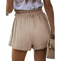 Rompers za žene ženske visokog struka casual kratke hlače na čvrsti elastični zavojni džepovi široke