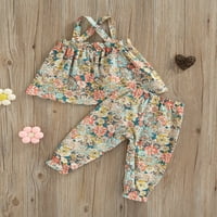 Djevojke za dijete Ljeto odijelo setovi bez rukava bez rukava camisole elastične bend cvjetne hlače