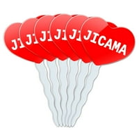 Jicama Heart Love Cupcake Pick Toppers - Set od 6