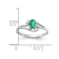 14k bijelo zlato 5x ovalni smaragd pravi dijamantni prsten