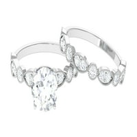 Vjenčani prsten set sa moissine za žene, srebrna srebra, SAD 11.50