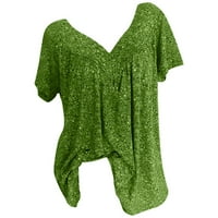 Womens Plus Veličina čišćenja majica Print bluza Pulover vrhove bluze vojska zelena 12
