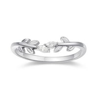 Sterling srebrna vjenčanica vinova loze ostavlja bijeli zlatni moissitni prstenovi za žene